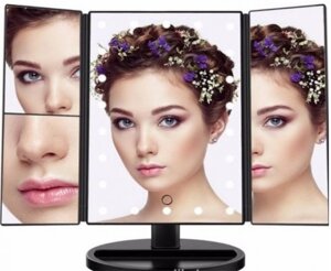 Косметичне потрійне LED дзеркало Magnifying Mirror Чорний