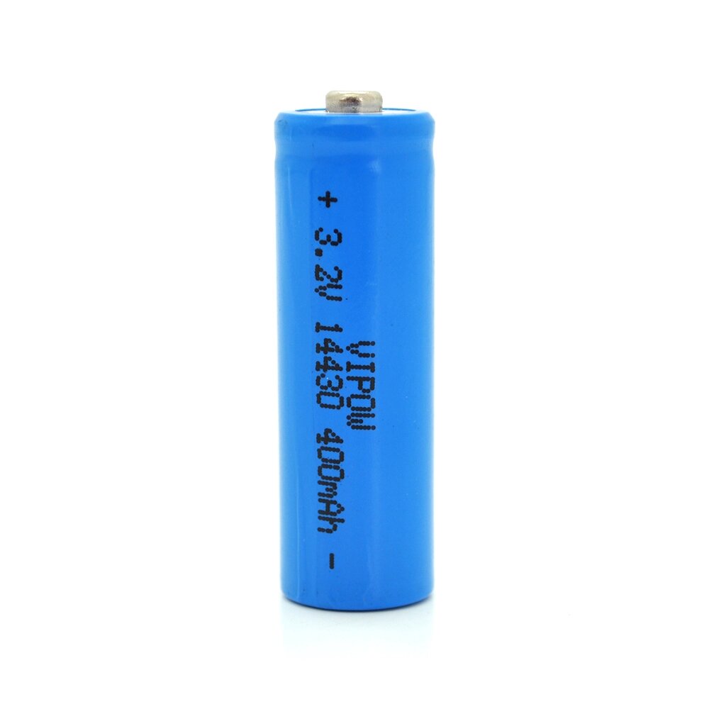 Літій-залізо-фосфатний акумулятор 14430 Lifepo4 Vipow IFR14430 TipTop, 400mAh, 3.2V, Blue Q50/500 від компанії АВТОСТИЛЬ - фото 1