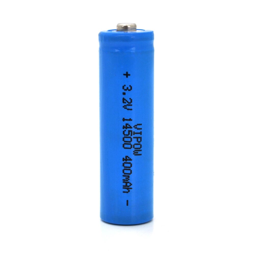 Літій-залізо-фосфатний акумулятор 14500 Lifepo4 Vipow IFR14500 TipTop, 400mAh, 3.2V, Blue Q50/500 від компанії АВТОСТИЛЬ - фото 1