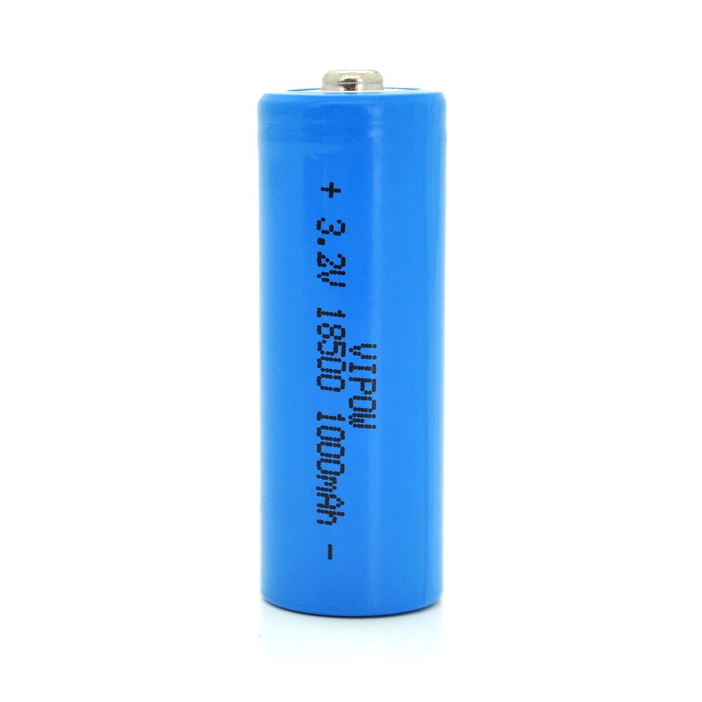 Літій-залізо-фосфатний акумулятор 18500 Lifepo4 Vipow IFR18500 TipTop, 1000mAh, 3.2V, Blue Q50/500 від компанії АВТОСТИЛЬ - фото 1