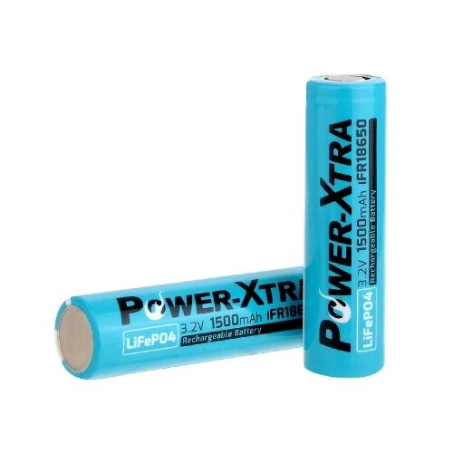 Літій-залізо-фосфатний акумулятор LiFePO4 Power-Xtra IFR18650 1500mah 3.2V, BLUE від компанії АВТОСТИЛЬ - фото 1