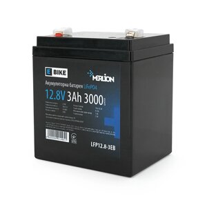 Літій-залізо-фосфатний акумулятор Merlion LiFePO4 12.8V 3AH (4S1P/BMS-5A)90х70х101(107 для електротранспорту, 3000