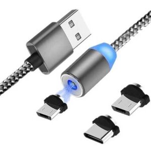 Магнітний кабель USB — microUSB/Lightning/Type-C