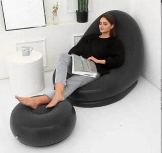 Надувний диван з пуфом Air Sofa Comfort Надувне велюрове крісло з пуфиком (116х98х83 см і 62х62х31см) від компанії АВТОСТИЛЬ - фото 1