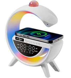 Настільна смарт-лампа нічник BT3402 RGB G-Smart Light з бездротовою зарядкою і Bluetooth колонкою