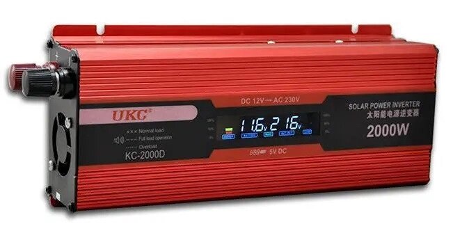 Перетворювач струму AC/DC UKC 2000W KC-2000D з LCD-дисплеєм від компанії АВТОСТИЛЬ - фото 1