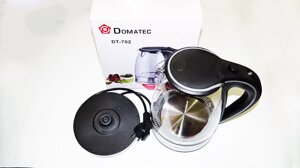 Електрочайник Domotec DT-702 чайник скло 2200Вт 2Л LED підсвічування (Чорний)