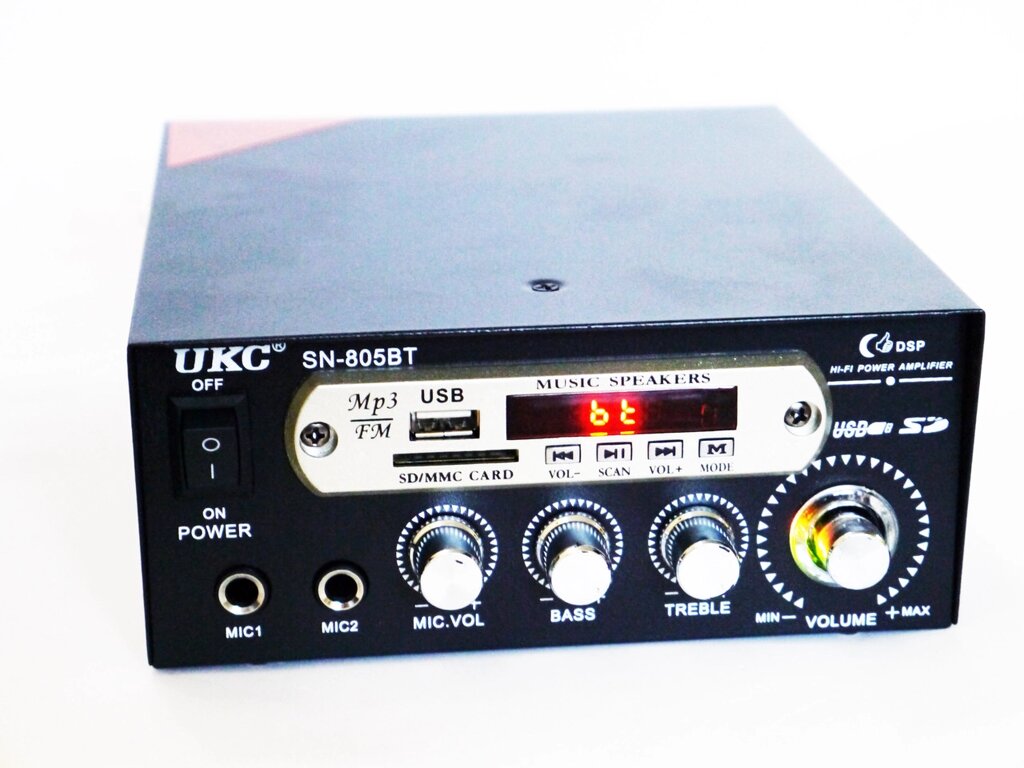 Підсилювач UKC SN-805BT - Bluetooth, USB, SD, FM, MP3! 300W+300W Караоке 2х канальний від компанії АВТОСТИЛЬ - фото 1