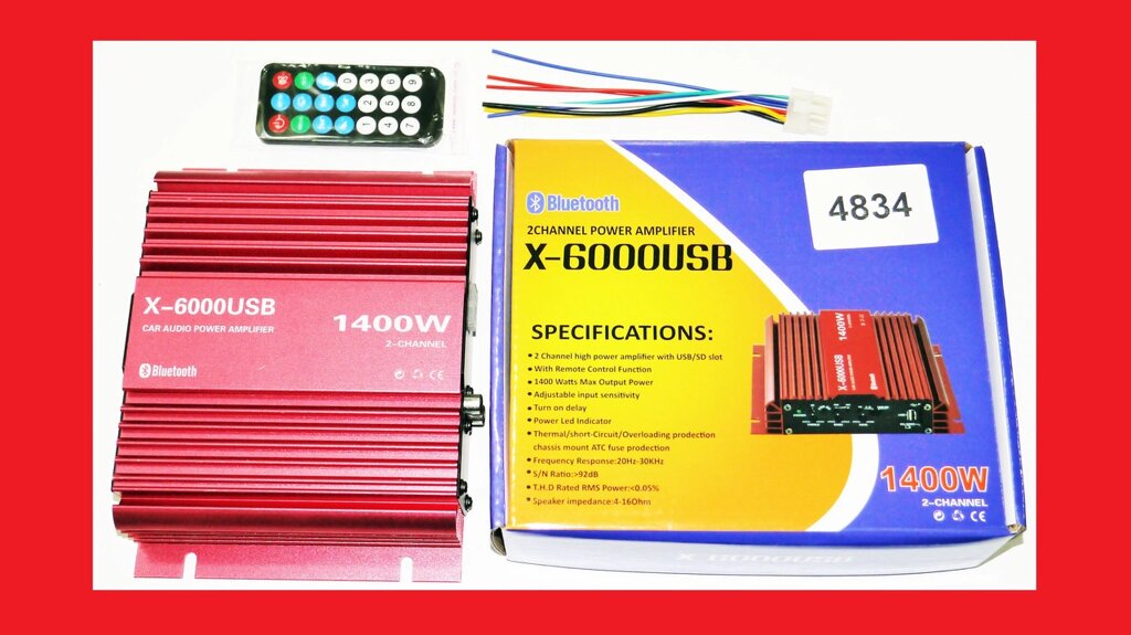 Підсилювач X-6000USB - Bluetooth, USB, SD, FM, MP3! 1400W 2х канальний від компанії АВТОСТИЛЬ - фото 1