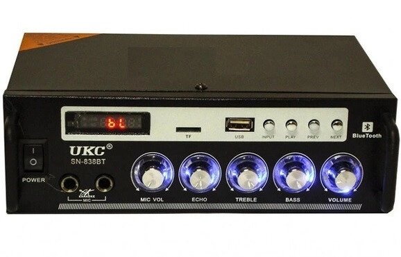 Підсилювач звуку UKC SN-838BT USB + SD + AUX + Bluetooth + Караоке від компанії АВТОСТИЛЬ - фото 1