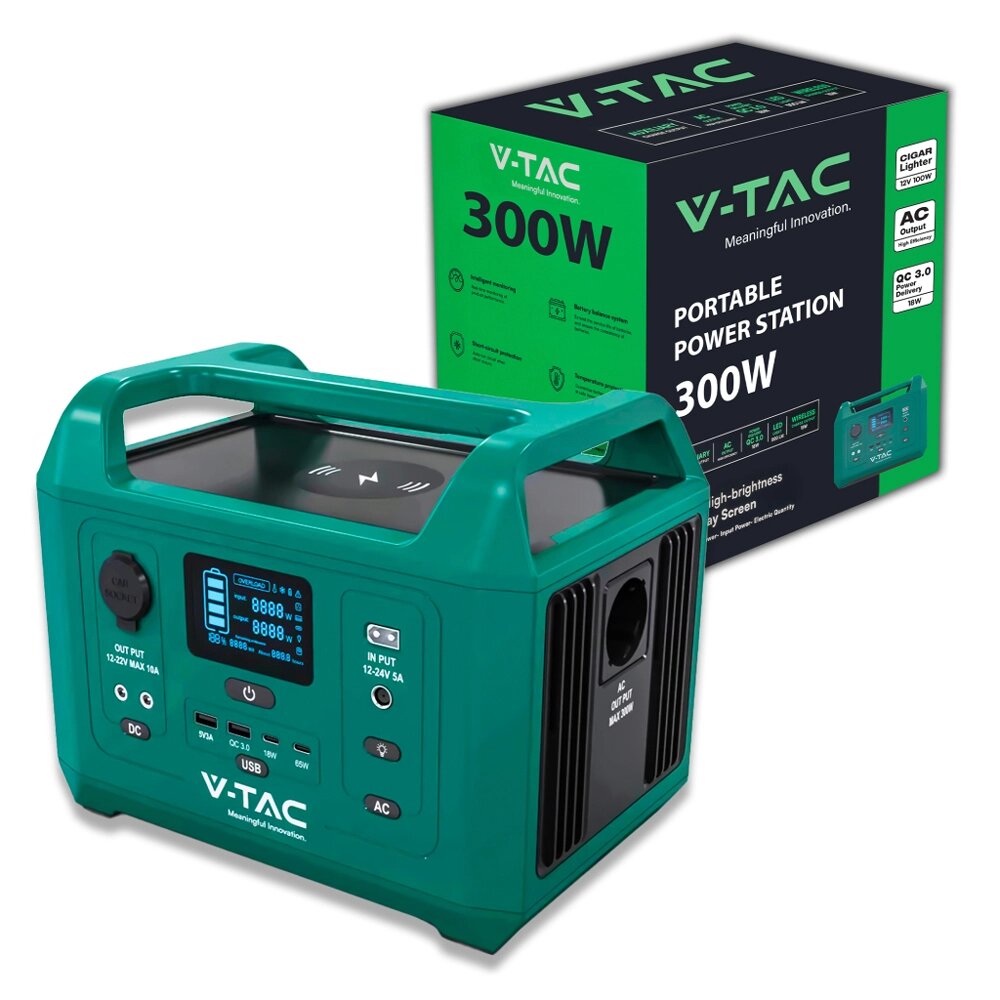 Портативне джерело живлення V-TAC VT-303N, 300W, LiFePO4(IRF32135 19.2V 15Ah/288Wh) (249*171.5*208) 4,3kg від компанії АВТОСТИЛЬ - фото 1