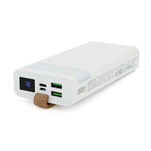 PowerBank XO-PR129 20000mAh, flashlight, Input: Micro, Type-C), Output: 2хUSB, Type-C), QC22.5W/PD20W, plastic, White