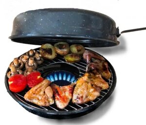 Сковорода гриль-газ кругла з емальованим покриттям Daikens Чорна 33 см — Аерогриль