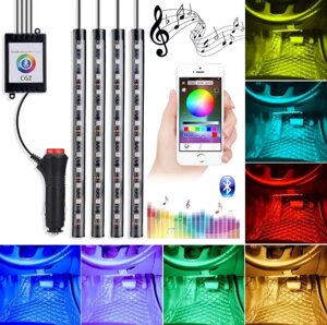 Світлодіодна BLUETOOTH RGB 4х12 APP підсвітка салону