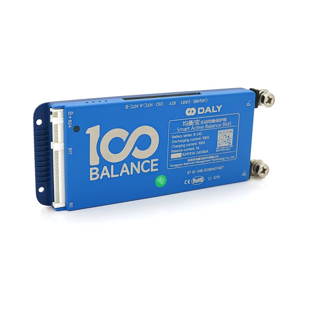 Universal BMS smart плата DaLy LiFePO4 8-24S 100A  з Bluetooth + CAN + активний балансир 1A від компанії АВТОСТИЛЬ - фото 1