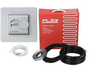 Комплект електрична тепла підлога в плитку Flex EHC-17.5/90 (9,0-11,3 м2) тонкий кабель і Terneo mex механіка