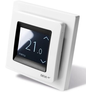 Сенсорний програмований терморегулятор для теплої підлоги DEVIreg Touch (білий) з датчиками підлоги і повітря