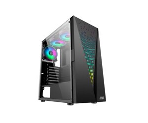 2E gaming корпус galaxy G2055, без бж, 1xusb 3.0, 2xusb 2.0, 3x120mm ARGB, ARGB strip, TG side panel, ATX, чорний