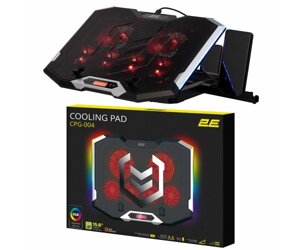 2E Gaming Підставка для ноутбука CPG-004, до 15.6, 2xUSB-A, LCD/phone holder, RGB, чорний