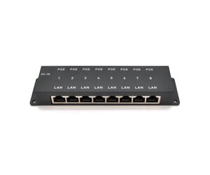 8-портовий POE-інжектор живлення, з 8xRJ45 портами Ethernet 10/100Мбіт / с, IEEE802.3af / at, 12-57V, PIN45 +78-