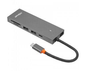 Адаптер hismart USB type-C - 2 x USB 3.0, HDMI, SD, TF