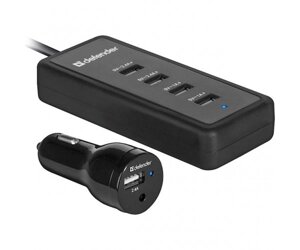 Автозарядка 5xUSB 46W (1 + 4 USB док станція) Defender ACA-02 9.2A