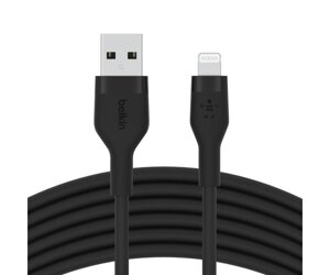 Belkin Кабель заряджання/синхронізації USB-A > Lightning, 2м, силіконовий з кліпсою, чорний