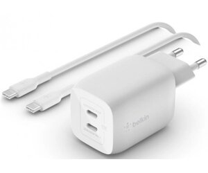 Belkin мережевий зп home charger 65W GAN PD PPS dual USB-с - USB-с 2m