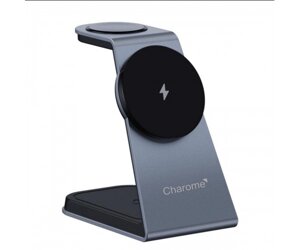 Бездротовий зарядний пристрій CHAROME H14 3-in-1 Wireless Charging Stand Silver