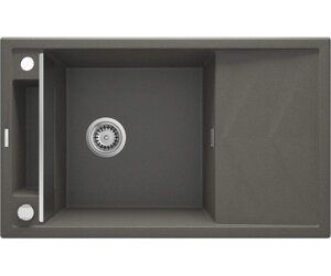 Deante Мийка кухонна Magnetic, граніт, прямокут., з крилом, 820х500х219мм, чаша - 1, накладна, антрацит