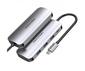 Док-станція USB 3.1 type-C > HDM/USB 3.0х3PD 100W 5-in-1 vention