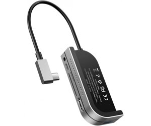 Док-станція USB3.1 type-C > HDMI/USB 3.0x3/TF/SD/TRRS 3.5mm/PD 60W темно-сіра baseus