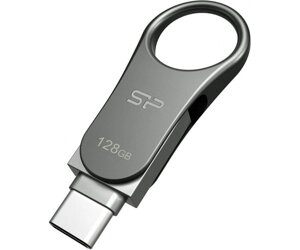 Флешка silicon power 128 GB drivemobile C80 USB 3.1 + type-C silver (SP128GBUC3c80V1s)