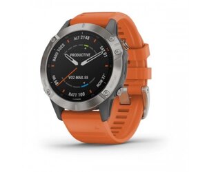 Годинник Garmin Fenix 6 Sapphire Titanium with Ember Orange Band