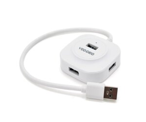 Хаб veggieg V-U3403 USB 3.0 4 порти, 480mbts, живлення від USB, white, 0,3m, box