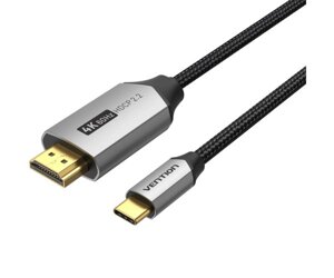 Кабель USB 3.1 type-C M - HDMI M, 1.5m 4K 60 гц thunderbolt 3 HDCP2.2 PVC black vention