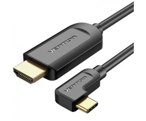 Кабель USB 3.1 type-C M - HDMI M, 1.5m 90° 4K 60 гц PVC black vention