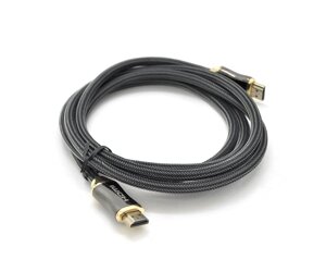 Кабель veggieg HA-1.5 HDMI-HDMI 4K UHD, 1.5m, v2,0, OD-4.0mm, круглий, black, коннектор black-metal, пакет