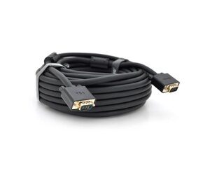 Кабель VEGGIEG VG-15 VGA 3 + 6, 15m, male to male (тато-тато), OD-8.0mm, 2 фериту, круглий Black, коннектор Gold, Box