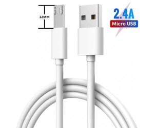 Кабель зарядний USB — Micro USB 1м з подовженим штекером 12мм Посилений OEM