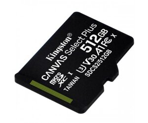 Карта памяті Kingston 512 GB microSDXC Class 10 UHS-I U3 Canvas Select Plus SDCS2/512GBSP