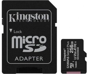 Карта пам'яті Kingston microSDHC 256GB Canvas Select + A1 (W100/W85) + SD адаптер (6519924)