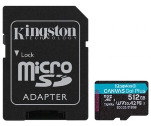 Карта пам'яті Kingston microSDXC 512GB Canvas Go+ U3 V30 (SDCG3/512GB) + Адаптер (6552772)