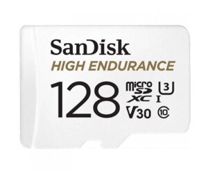 Карта пам'яті microsdxc, 128gb, sandisk high endurance, class10 UHS-I U3 V30, SD адаптер (sdsqqnr-128G-GN6ia)