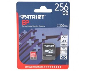 Карта памяті patriot 256 GB microsdxc UHS-I U3 V30 A1 EP+SD адаптер PEF256GEP31MCX