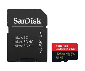 Карта памяті sandisk 128 GB microsdxc UHS-I U3 extreme pro + SD adapter sdsqxcd-128G-GN6ma