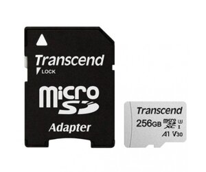 Карта памяті transcend 256 GB microsdxc UHS-I U3 300S + SD adapter TS256GUSD300S-A