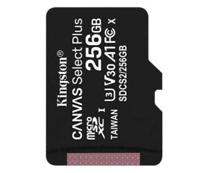 Kingston Canvas Select Plus microSD[Карта пам'яті microSD 256GB C10 UHS-I R100/W85MB/s]