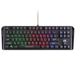 Клавіатура 2E KG355 GAMING, Black, USB, мембранна, LED підсвічування, TKL дизайн, водонепроникна конструкція, 1.5 м