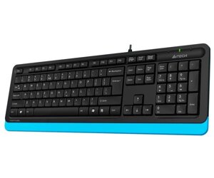 Клавіатура A4tech Fstyler FK10, Sleek MMedia Comfort, USB, Black+Blue, US+Ukrainian+Russian)